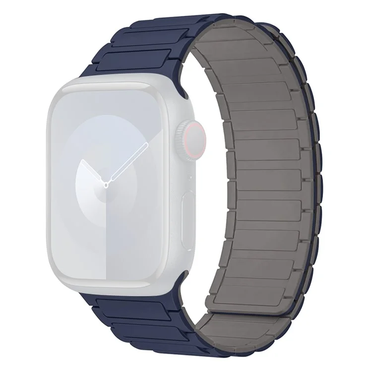 Para Apple Watch 10 46mm / Ultra 2 / Ultra 49mm / 9 8 7 45mm / SE (2023) SE (2022) SE 6 5 4 44mm / 3 2 1 42mm Silicone Wrist Strap - Índigo Azul+Cinza