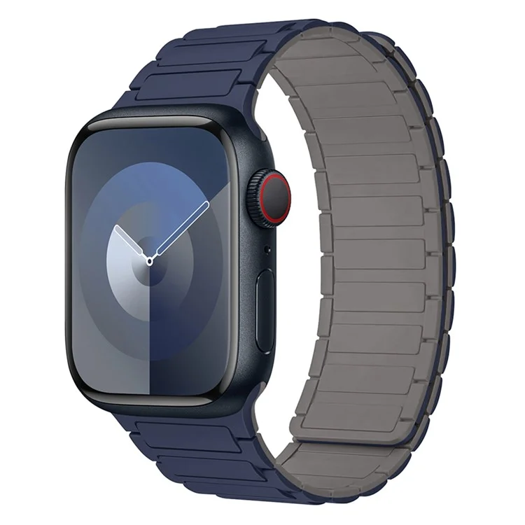 Para Apple Watch 10 46mm / Ultra 2 / Ultra 49mm / 9 8 7 45mm / SE (2023) SE (2022) SE 6 5 4 44mm / 3 2 1 42mm Silicone Wrist Strap - Índigo Azul+Cinza