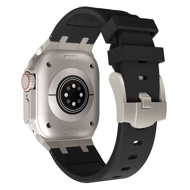 Für Apple Watch Series 10 42mm / 9 8 7 41mm / SE (2023) SE (2022) SE 6 5 4 40mm / 3 2 1 38mm Uhrenarmband Flüssigsilikon-Armband - Titanium Schwarz