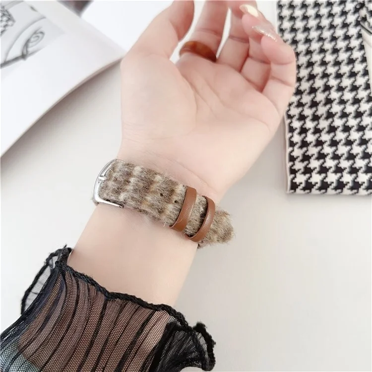 For Apple Watch 10 46mm / Ultra 2 / Ultra 49mm / 9 8 7 45mm / SE (2023) SE (2022) SE 6 5 4 44mm / 3 2 1 42mm Woolen Winter Watch Straps - Coffee