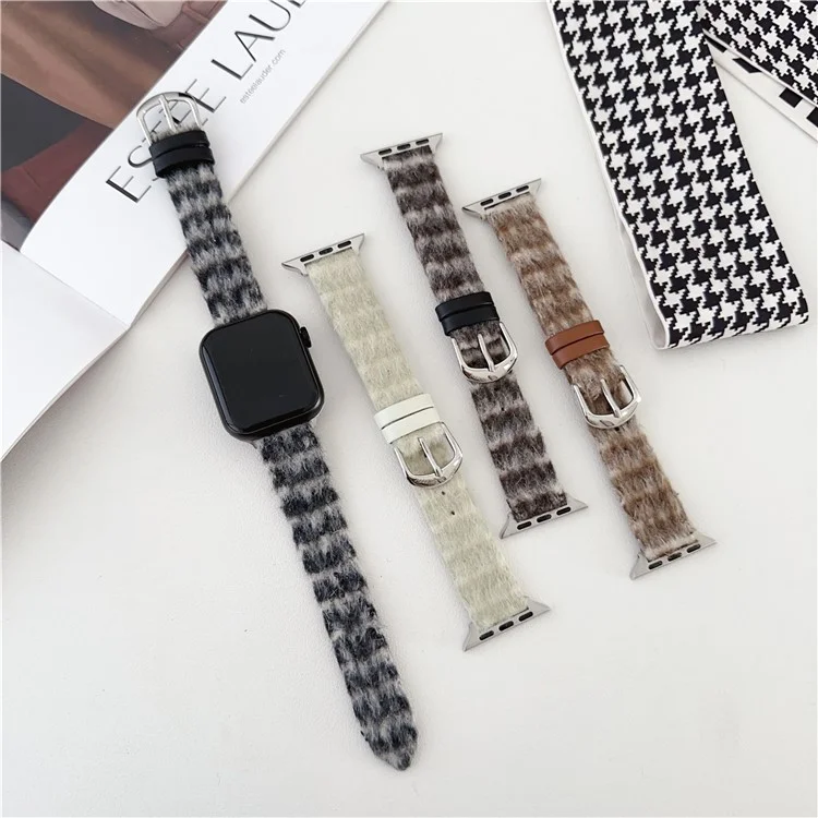 For Apple Watch 10 46mm / Ultra 2 / Ultra 49mm / 9 8 7 45mm / SE (2023) SE (2022) SE 6 5 4 44mm / 3 2 1 42mm Woolen Winter Watch Straps - Coffee