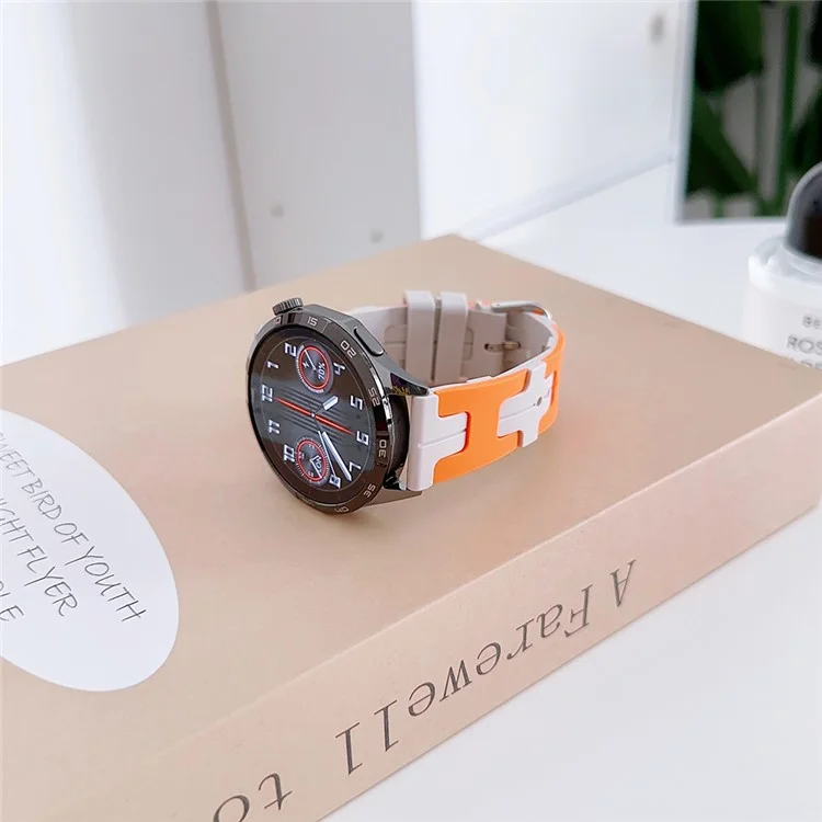 Per Samsung Galaxy Watch FE 40mm / Watch6 / Watch6 Classic / Huawei Watch GT 4 41mm Silicone 20mm Watch Band - Nero / Arancione
