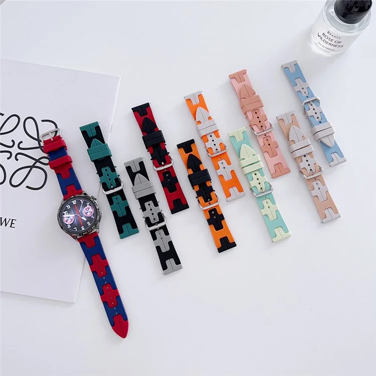 Per Samsung Galaxy Watch FE 40mm / Watch6 / Watch6 Classic / Huawei Watch GT 4 41mm Silicone 20mm Watch Band - Nero / Arancione