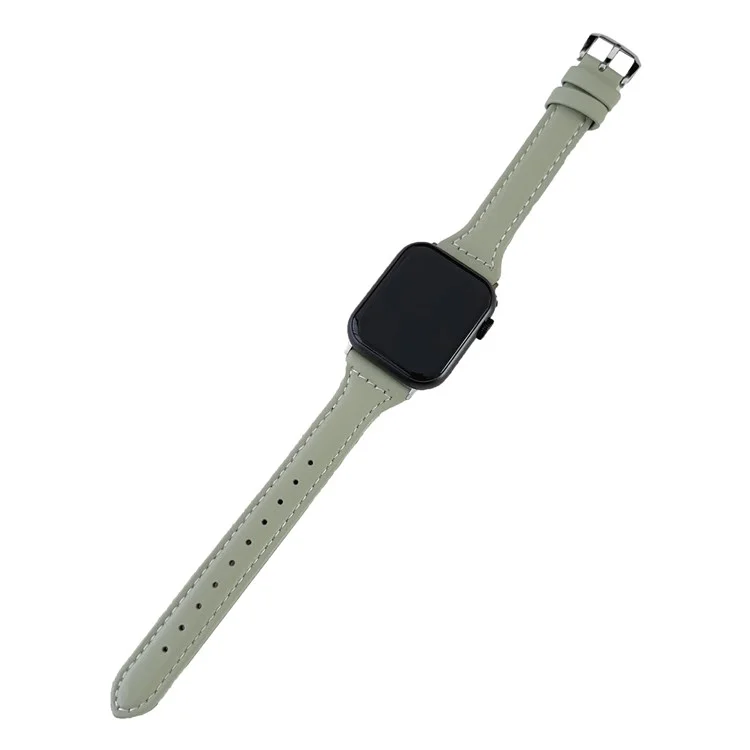 For Apple Watch Series 10 42mm / 9 8 7 41mm / SE (2023) SE (2022) SE 6 5 4 40mm / 3 2 1 38mm PU Leather Watch Band - Light Green