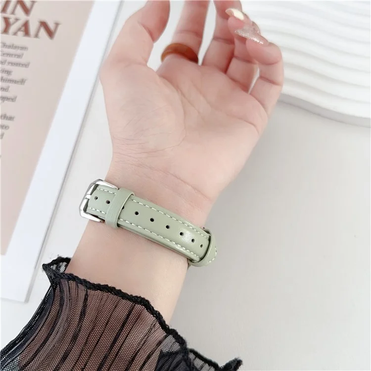 For Apple Watch Series 10 42mm / 9 8 7 41mm / SE (2023) SE (2022) SE 6 5 4 40mm / 3 2 1 38mm PU Leather Watch Band - Light Green