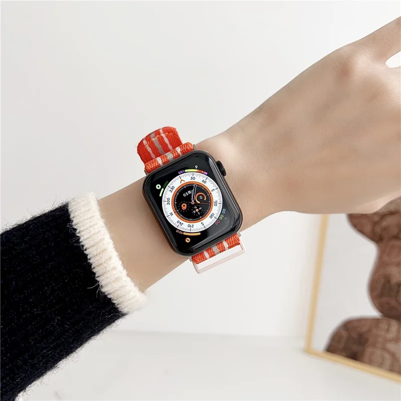 For Apple Watch Series 10 42mm / 9 8 7 41mm / SE (2023) SE (2022) SE 6 5 4 40mm / 3 2 1 38mm Nylon Watchband - Orange