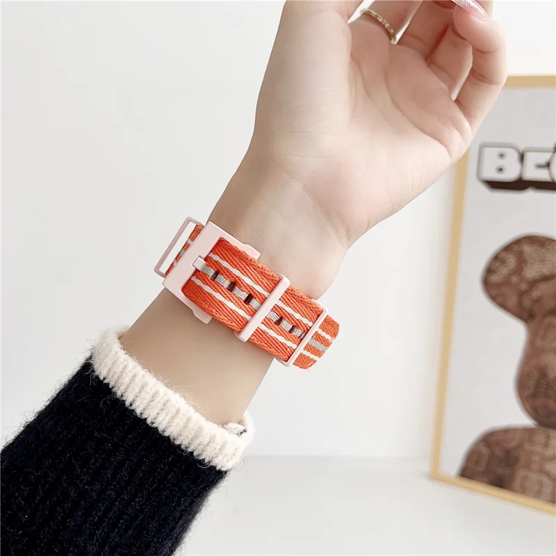 For Apple Watch Series 10 42mm / 9 8 7 41mm / SE (2023) SE (2022) SE 6 5 4 40mm / 3 2 1 38mm Nylon Watchband - Orange