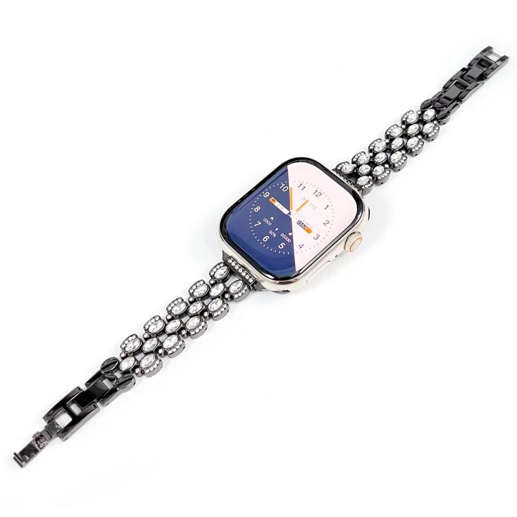 Correa de reloj para Apple Watch 10 46mm / Ultra 2 / Ultra 49mm / 9 8 7 45mm / SE (2023) SE (2022) SE 6 5 4 44mm / 3 2 1 42mm Decoración con Piedras Rhinestone - Negro