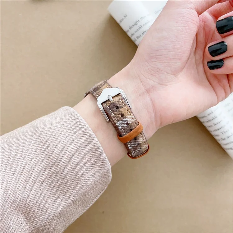 Per Apple Watch Series 10 42mm / 9 8 7 41mm / SE (2023) SE (2022) SE 6 5 4 40mm / 3 2 1 38mm Woolen Watch Band - Coffee / White