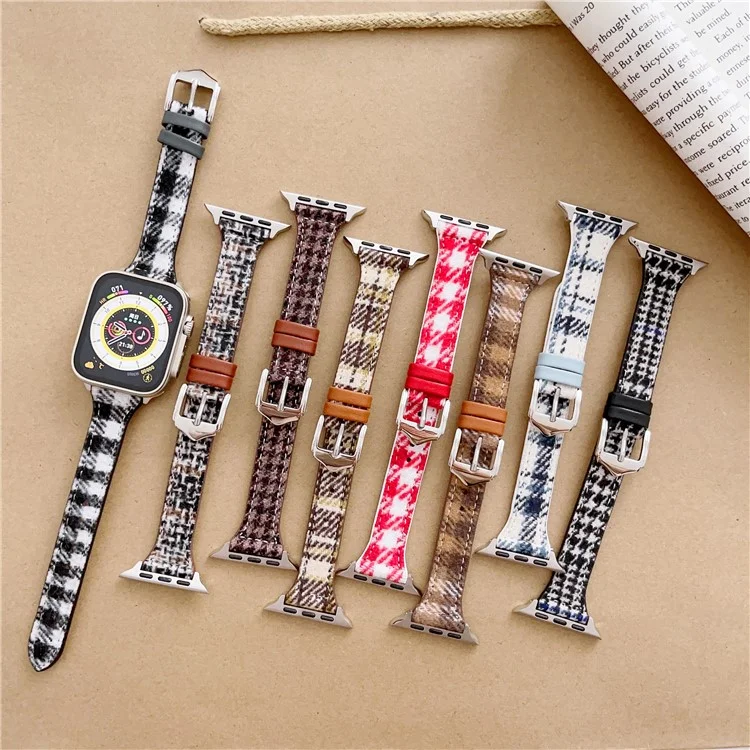 Per Apple Watch Series 10 42mm / 9 8 7 41mm / SE (2023) SE (2022) SE 6 5 4 40mm / 3 2 1 38mm Woolen Watch Band - Coffee / White
