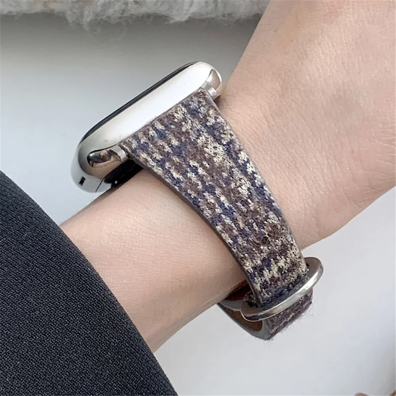 Para Apple Watch 10 46mm / Ultra 2 / Ultra 49mm / 9 8 7 45mm / SE (2023) SE (2022) SE 6 5 4 44mm / 3 2 1 42mm Woolen Watch Band - Black Coffee