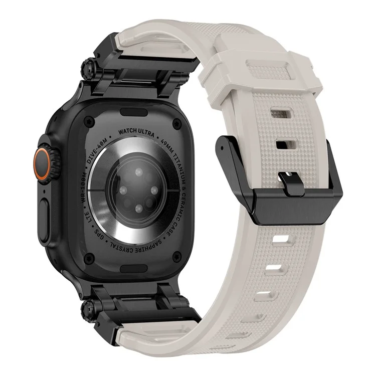 For Apple Watch 10 46mm / Ultra 2 / Ultra 49mm / 9 8 7 45mm / SE (2023) SE (2022) SE 6 5 4 44mm / 3 2 1 42mm Silicone Strap - Black+Starlight
