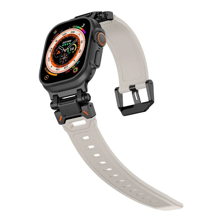 For Apple Watch 10 46mm / Ultra 2 / Ultra 49mm / 9 8 7 45mm / SE (2023) SE (2022) SE 6 5 4 44mm / 3 2 1 42mm Silicone Strap - Black+Starlight