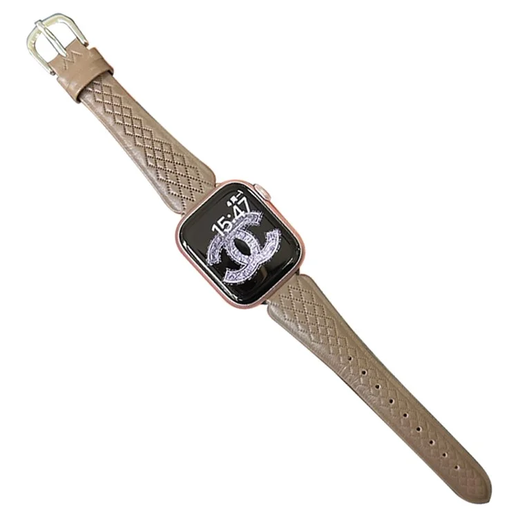 Para Apple Watch Series 10 42mm / 9 8 7 41mm / SE (2023) SE (2022) SE 6 5 4 40mm / 3 2 1 38mm Cowhide Leather Watch Band - Light Brown