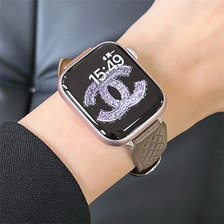 Para Apple Watch Series 10 42mm / 9 8 7 41mm / SE (2023) SE (2022) SE 6 5 4 40mm / 3 2 1 38mm Cowhide Leather Watch Band - Light Brown