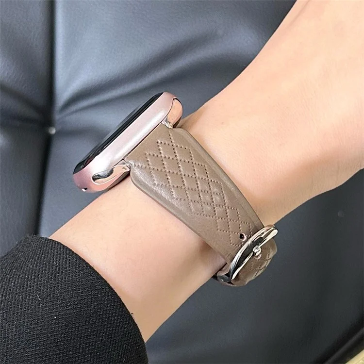 Para Apple Watch Series 10 42mm / 9 8 7 41mm / SE (2023) SE (2022) SE 6 5 4 40mm / 3 2 1 38mm Cowhide Leather Watch Band - Light Brown