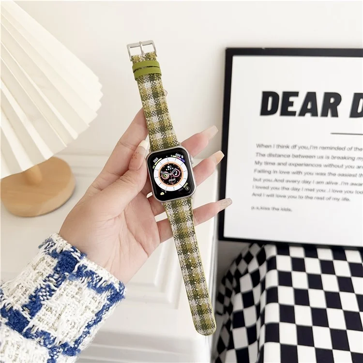 For Apple Watch Series 10 42mm / 9 8 7 41mm / SE (2023) SE (2022) SE 6 5 4 40mm / 3 2 1 38mm Woolen Watch Strap - Green