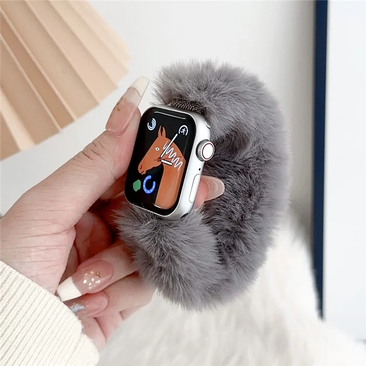 Para Apple Watch 10 46mm / Ultra 2 / Ultra 49mm / 9 8 7 45mm / SE (2023) SE (2022) SE 6 5 4 44mm / 3 2 1 42mm Soft Plush Watch Strap - Grey