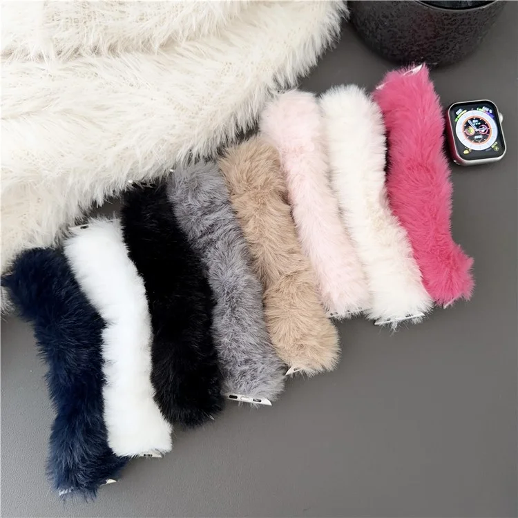 Para Apple Watch 10 46mm / Ultra 2 / Ultra 49mm / 9 8 7 45mm / SE (2023) SE (2022) SE 6 5 4 44mm / 3 2 1 42mm Soft Plush Watch Strap - Grey