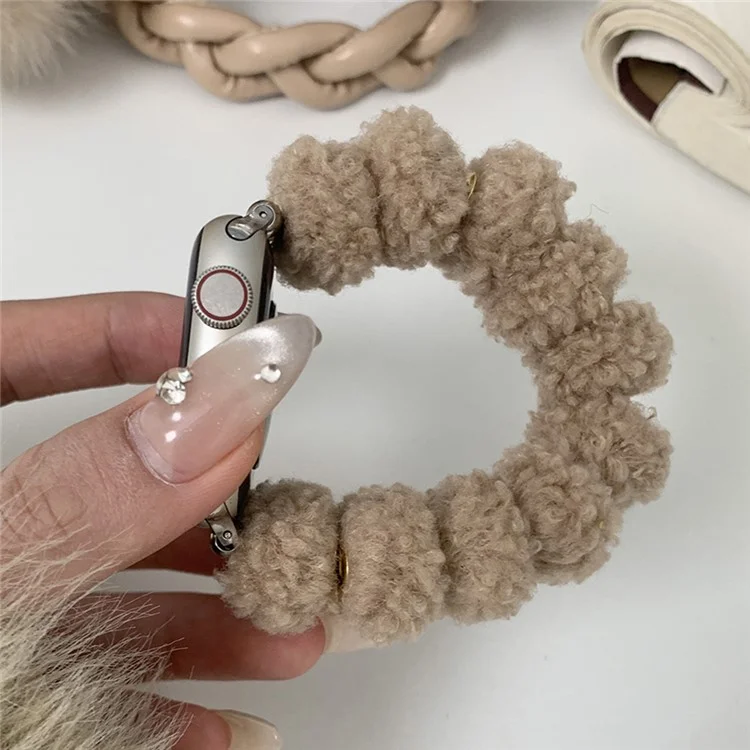 Para Apple Watch 10 46mm / Ultra 2 / Ultra 49mm / 9 8 7 45mm / SE (2023) SE (2022) SE 6 5 4 44mm / 3 2 1 42mm Plush Watch Strap - Cáqui