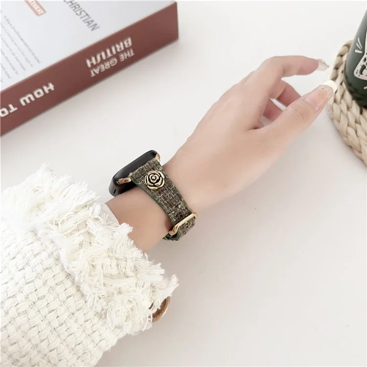 Для Apple Watch Series 10 42mm / 9 8 7 41mm / SE (2023) SE (2022) SE 6 5 4 40mm / 3 2 1 38mm Замена ремешка из искусственной кожи - Зеленый