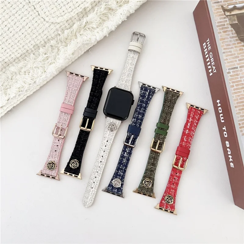 Для Apple Watch Series 10 42mm / 9 8 7 41mm / SE (2023) SE (2022) SE 6 5 4 40mm / 3 2 1 38mm Замена ремешка из искусственной кожи - Зеленый