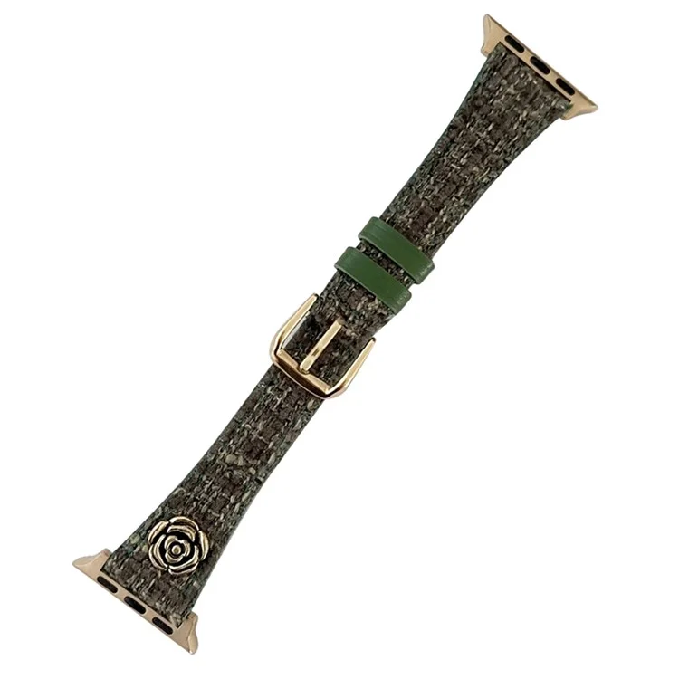 For Apple Watch 10 46mm / Ultra 2 / Ultra 49mm / 9 8 7 45mm / SE (2023) SE (2022) SE 6 5 4 44mm / 3 2 1 42mm Wrist Strap with Camellia Decor - Green