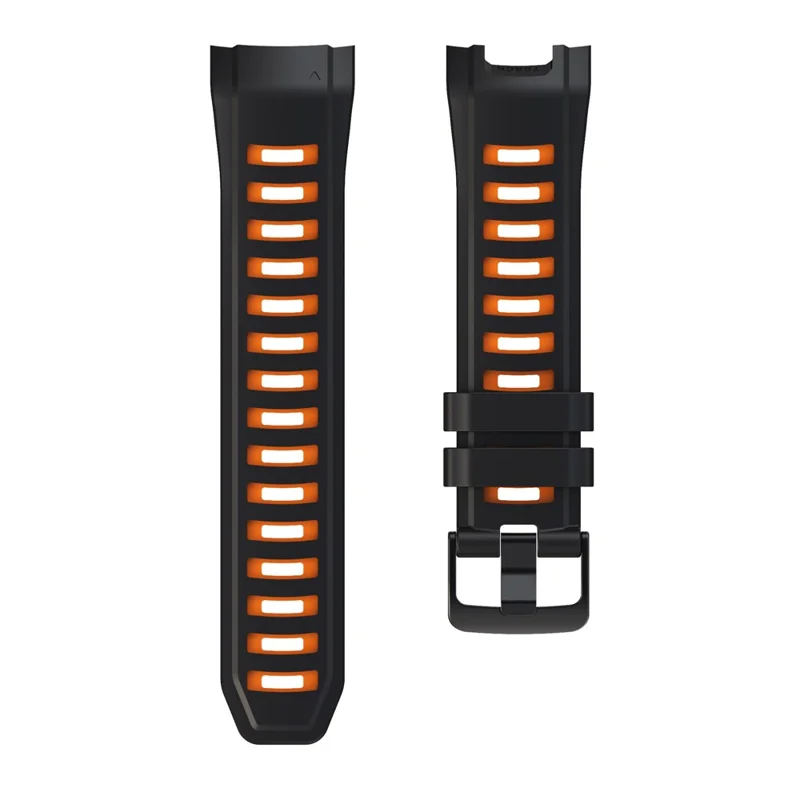 For Garmin Instinct 2X Silicone Watch Strap Replacement Wrist Band - Black+Orange