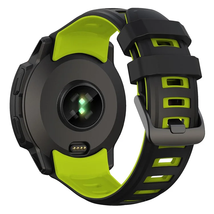 For Garmin Instinct 2X Silicone Watch Strap Replacement Wrist Band - Black+Lime