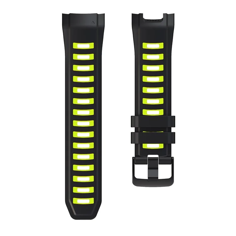 For Garmin Instinct 2X Silicone Watch Strap Replacement Wrist Band - Black+Lime