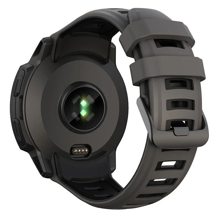 For Garmin Instinct 2X Silicone Watch Strap Replacement Wrist Band - Coal Black+Black