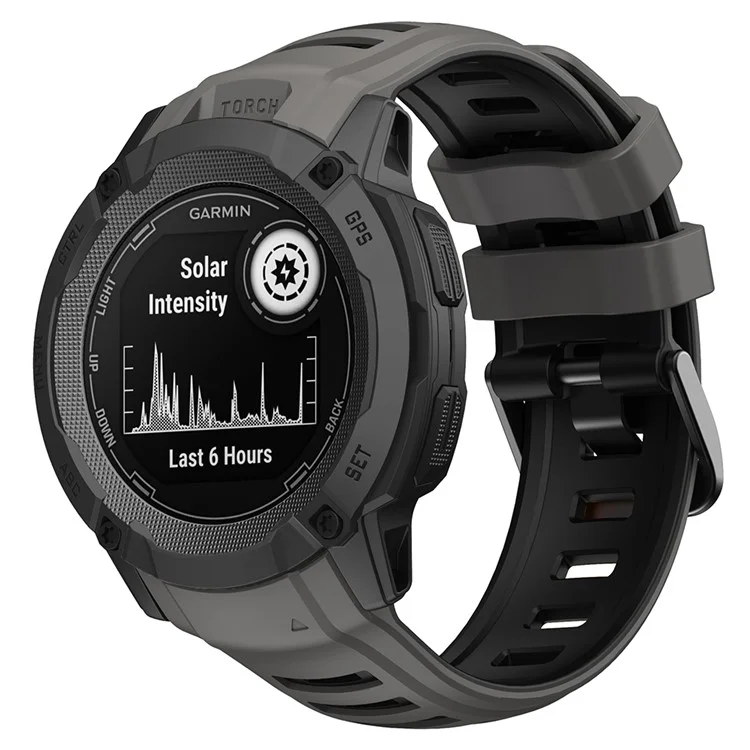 For Garmin Instinct 2X Silicone Watch Strap Replacement Wrist Band - Coal Black+Black