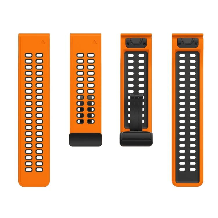 Pour Garmin Fenix 7 Pro / Fenix 7 Remplacement de la Bande 22mm Bracelet en Silicone avec Boucle Magnétique - Orange+Noir