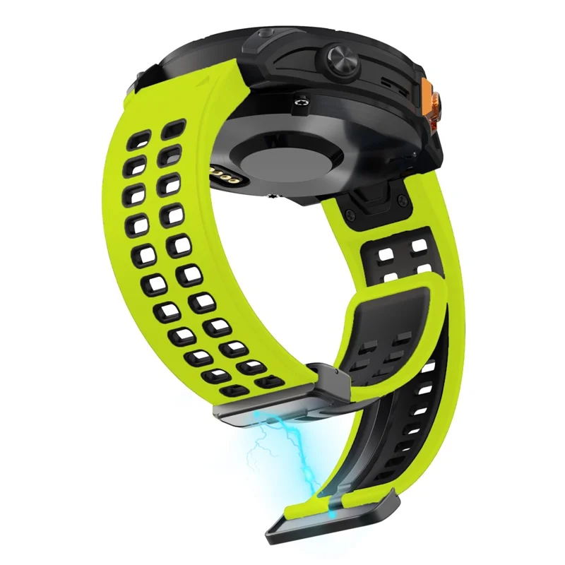 For Garmin Fenix 7 Pro / Fenix 7 Replacement Band 22mm Silicone Strap with Magnetic Buckle - Lime+Black