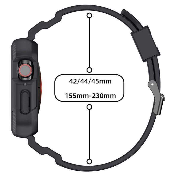 For Apple Watch Series 9 8 7 45mm / 6 5 4 SE SE (2022) SE (2023) 44mm / 3 2 1 42mm TPU Band with Watch Case - Dark Grey