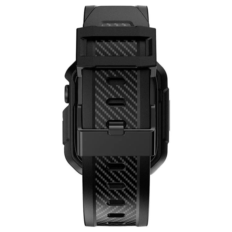 For Apple Watch Series 9 8 7 41mm / 6 5 4 SE SE (2022) SE (2023) 40mm / 3 2 1 38mm Watch Band TPU Strap with Case - Black