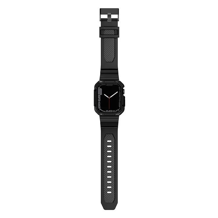 For Apple Watch Series 9 8 7 41mm / 6 5 4 SE SE (2022) SE (2023) 40mm / 3 2 1 38mm Watch Band TPU Strap with Case - Black