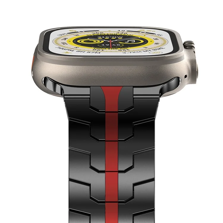 For Apple Watch Series 10 42mm / 9 8 7 41mm / SE (2023) SE (2022) SE 6 5 4 40mm / 3 2 1 38mm Stainless Steel Band Watch Strap - Black+Red
