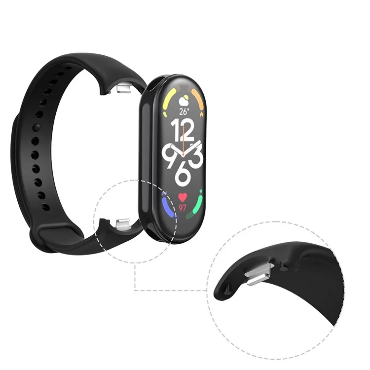 Für Xiaomi Mi Band 9 NFC / Mi Band 9 / Smart Band 8 NFC / Smart Band 8 Silikon-Uhrenarmband - Schwarz