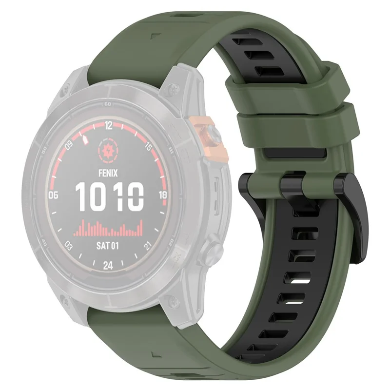 For Garmin Fenix 7X / 7X Pro / 6X QuickFit 26mm Silicone Watch Strap Dual Color Wrist Band - Olive Green+Black