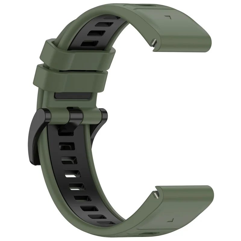 For Garmin Fenix 7X / 7X Pro / 6X QuickFit 26mm Silicone Watch Strap Dual Color Wrist Band - Olive Green+Black