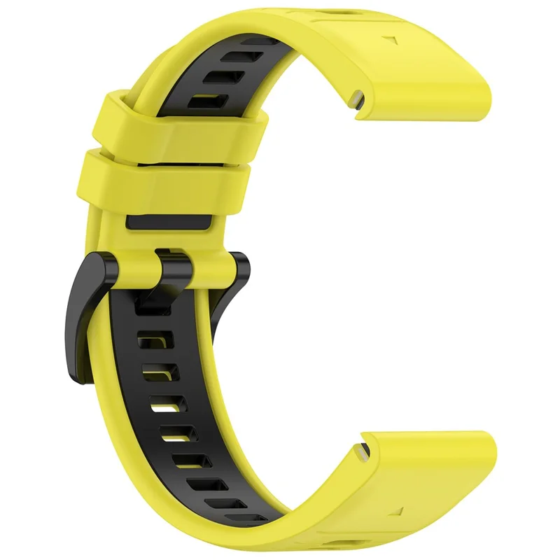 For Garmin Fenix 7X / 7X Pro / 6X QuickFit 26mm Silicone Watch Strap Dual Color Wrist Band - Yellow+Black