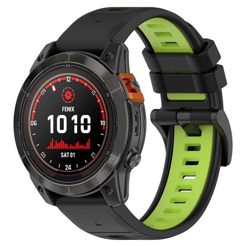 For Garmin Fenix 7S / 7S Pro / 6S QuickFit 20mm Silicone Watch Band Dual Color Strap Replacement - Black+Green