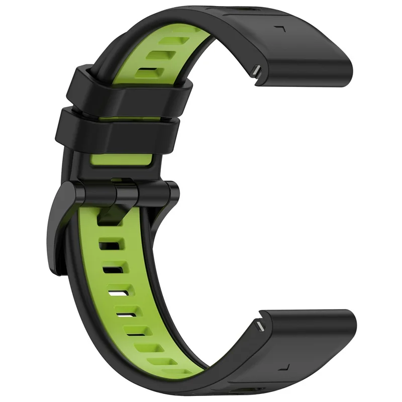 For Garmin Fenix 7S / 7S Pro / 6S QuickFit 20mm Silicone Watch Band Dual Color Strap Replacement - Black+Green