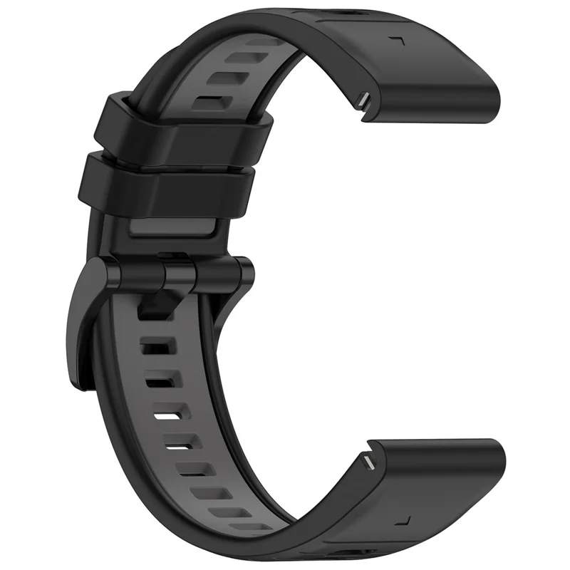 For Garmin Fenix 7 / 7 Pro / 6 / 6 Pro QuickFit 22mm Watch Band Dual Color Silicone Strap - Black+Grey