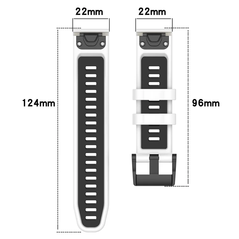 For Garmin Fenix 7 / 7 Pro / 6 / 6 Pro QuickFit 22mm Watch Band Dual Color Silicone Strap - Black+Grey