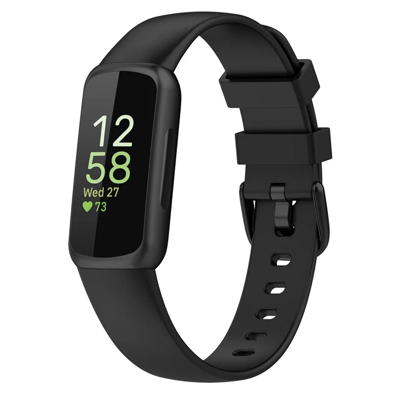 For Fitbit Inspire 3 Silicone Wristband Sports Watch Strap, Size: L - Black