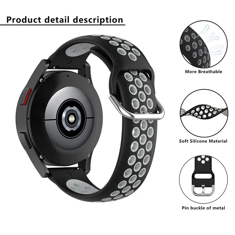 KALEBOL KLB-SSGJ-001 Para Samsung Galaxy Watch6 Classic 47mm 43mm Pulseira de Relógio de Silicone Bicolor - Preto+Cinza