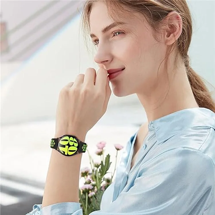 KALEBOL KLB-SSGJ-001 Para Samsung Galaxy Watch6 Classic 47mm 43mm Pulseira de Relógio de Silicone Bicolor - Preto+Cinza