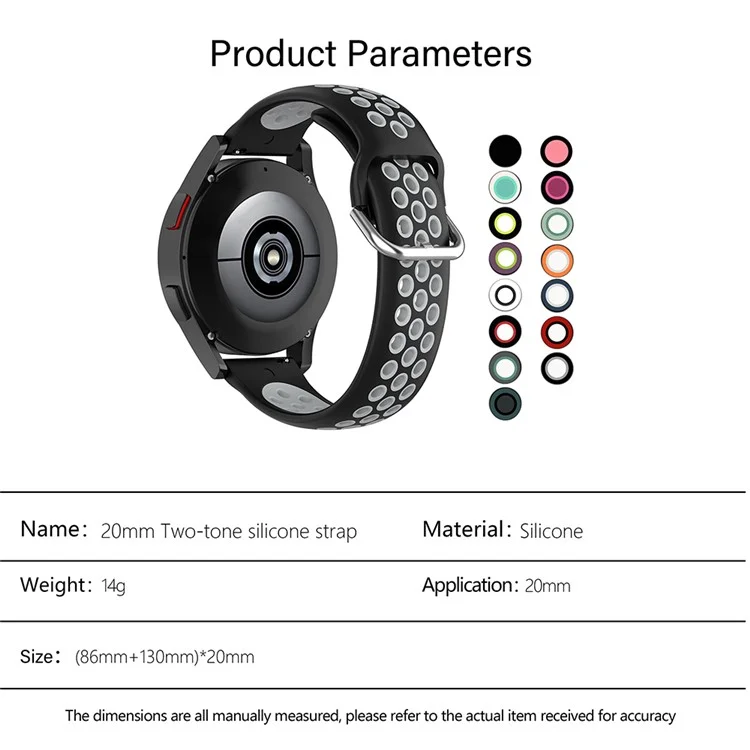 KALEBOL KLB-SSGJ-001 Para Samsung Galaxy Watch6 Classic 47mm 43mm Pulseira de Relógio de Silicone Bicolor - Preto+Cinza